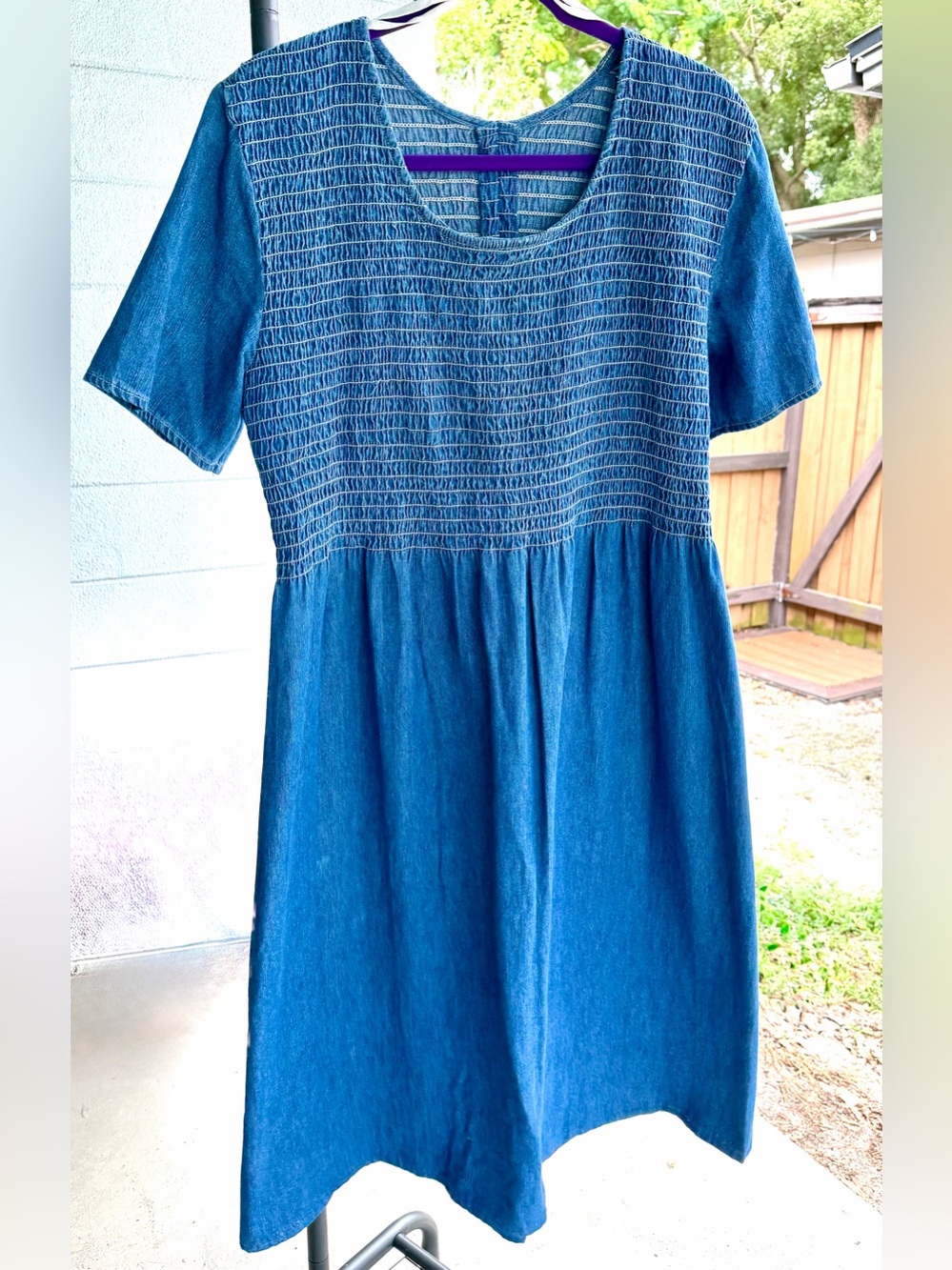 Vintage 1990s Denim Handmade  Cottagecore Midi Dress